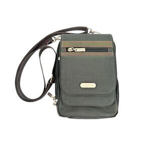 Baggallini Crossbody Handbag Purse Travel Army Green w/ Pink Lining & Stitching